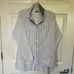 Tulip brand woman's shirt.  Size Small.  100% cotton.  White/black pinstripes